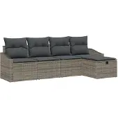vidaXL Sofa Set 5 stk. Grau Poly-Rattan