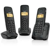 Gigaset A170 Trio, Analoges/DECT-Telefon, Kabelloses Mobilteil, 50 Eintragungen, Anrufer-Identifikation, Schwarz