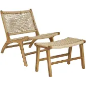 Ebuy24 Derby Sessel mit Fußhocker Teak.