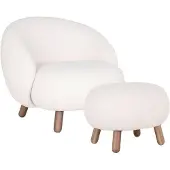 Ebuy24 Savona Sessel mit Pouf weiß.