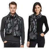 Roberto Cavalli edler Schal für Damen und Herren Halstuch aus reiner Wolle WOV06600004-01198 Schwarz/Grau