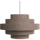 Beliani Hängelampe Braun Leinen Stoff Schirm Rund Modernes Design Beleuchtung Hängeleuchte Pendelleuchte Esszimmer Wohnzimmer Schlafzimmer