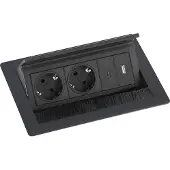 Evoline Flip Top Push Data M 2xSchuko + USB-A- USB-C-Charger schwarz