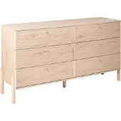 Beliani Kommode Hellbraun Faserplatte Holzoptik mit 6 Schubladen Hohe Holzbeine Modern Skandi Design Schubladenschrank für Schlafzimmer Wohnzimmer