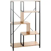 Haku Regal , 4 Fachböden mit jeweils bis zu 40 kg Tragkraft, B 740 x T 350 x H 1320 mm, Stahl/Holz, schwarz/helles Eiche-Dekor