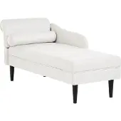 Beliani Chaiselongue Links Cremeweiß Stoff Gepolstert Gesteppt mit Kissen Holzbeinen Moderne Sofaliege Relaxliege Récamiere Wohnzimmer Schlafzimmer