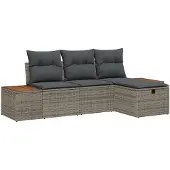 vidaXL Gartensofa-set 4 stk. Grau Poly-Rattan