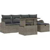 vidaXL Gartensofa-set 6 stk. Grau Poly-Rattan