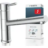 Schutte Küchenarmatur UNICORN, Niederdruck Armatur Küche, schwenkbarer Wasserhahn Küche, Mischbatterie Küche in Chrom