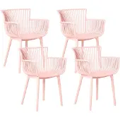 Beliani Stühle 4er Set in Rosa aus Kunststoff für Innen- und Außenbereich Geeignet Moderner Stil Plastik Gartenstühle für Garten Terrasse Esszimmer
