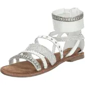 Lazamani Sandalen Damen Weiß Leder
