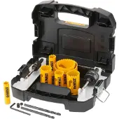 DeWalt Lochsägen-Set BIM Elektriker, 11-tlg., 16-64 mm, 2x Adapter, 2x Zentrierbohrer