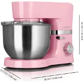 HEINRICH'S Heinrichs HKM 6278, Standmixer, Rose, Kneten, Mixen, Whisking, 6,2 l, Pastell Rosa, Drehregler