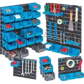 Overig Werkzeug-Wandset inkl. 55 Zubehörteile - Schwarz & Blau - Sortierfächer | Wandmontage
