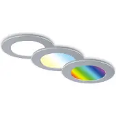 Briloner LED Einbauleuchten Bad RGB Fernbedienung dimmbar IP65 Ø9,2cm chrom 4,8W