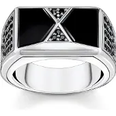 Thomas Sabo Ring mit Schwarzem Onyx und Schwarzen Steinen Silber