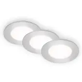 Briloner LED Einbauleuchten 3er Set ultraflach 3W IP23 chrom Ø8,6cm Kunststoff