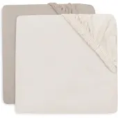 Jollein Spannbettlaken 2er-Pack 70x140, Oatmeal/Sand