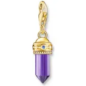 Thomas Sabo Charm-Anhänger Hexagon mit imitiertem Amethyst vergoldet