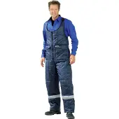 Planam Kühlhaus Latzhose marine, Innenfutter rot S M