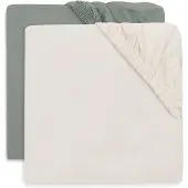 Jollein Spannbettlaken 2er-Pack 60x120, Sea Green/Ivory