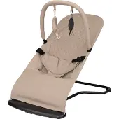 Novi Lily Babywippe – leichte Wippe mit Spielbogen, 3-Punkt-Gurt, verstellbare Rückenlehne, Sand Melange