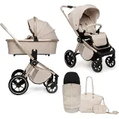 Muuvo Quick SE2 Kinderwagen Beige – leichter 2in1/3in1 Kinderwagen mit Babywanne, Sportsitz, All-Terrain-Rädern & umfangreichem Zubehörset