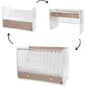 Lorelli Babybett Dream 60 x 120 cm umbaubar Schreibtisch Kinderbett Schaukelbett hellbraun weiß