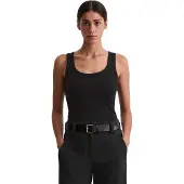 Marc O'Polo Tanktop , Damen, Gr. L, schwarz, Rippware, Obermaterial: 97% Baumwolle, 3% Elasthan, slim fit, Rundhals, Tops Tanktop, slim fit, aus elastischem Rippjersey