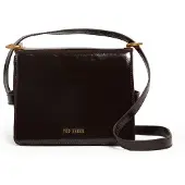 Ted Baker Leder Umhängetasche Ccamil Crinkle Patent Belted Detail Crossbody Bag Brn-Choc dunkelbraun