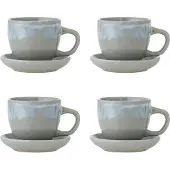 Bloomingville – Brenta Tasse mit Untertasse – 4er-Set – blau