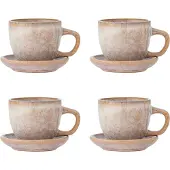 Bloomingville – Brenta Tasse mit Untertasse – 4er-Set – rosa