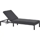 Beliani Gartenliege Schwarz Aluminium mit Bespannung Graphitgrau Stoff Verstellbares Kopfteil Modern Outdoor Garten Terrasse Balkon Außenbereich