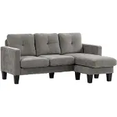 HOMCOM Ecksofa, Eck-Couch mit umkehrbarer Chaiselongue, Chenille-Optik, Braun