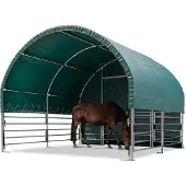 TOOLPORT Weidezelt 4x4 m PVC Plane 2300 Newton - für Betonuntergrund - vorn offen - grün