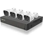 Foscam FN9108E B4 2T (weiß, 8 Kanal Netzwerk-Videorekorder FN9108E, 4x V5EP Überwachungskamera)