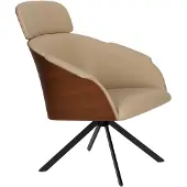 Zuiver Frie Lounge Chair PU-Leder/Nussbaumfurnier/Metall weiß/Braun