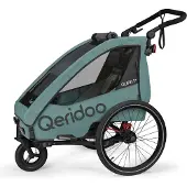Qeridoo QUPA Plus 1 - Kinderfahrradanhänger für 1 Kind, Farbe: Mineral Blue