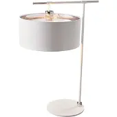Elstead Lighting Tischleuchte Balance 1xE27 Nickel poliert, Stoff weiss H:65,6cm L:46,9cm B:33,5cm