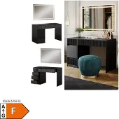 Vicco Schminktisch Omira Schwarz 120 cm mit LED-Spiegel, Model 50580