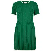 Apricot Strickkleid "Skater-Minikleid" mit Zopfmuster