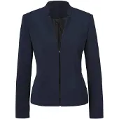 Goldner Kurzgröße: Eleganter Festblazer mit Stehkragen in marine | Gr.: 19