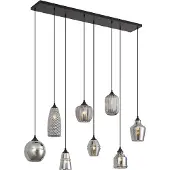 QAZQA Art-Deco-Hängelampe schwarz mit Rauchglas 8-flammig - Hanne