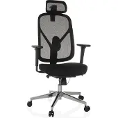 Hjh OFFICE Profi Bürostuhl RALOO PRO Ergonomischer Schreibtischstuhl mit Armlehnen (höhenverstellbar) Stoff / Netzstoff Schwarz Drehstuhl für Büro, Zuhause