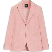 BOSS Slim-Fit Sakko aus fein gemustertem Leinen-Mix Grösse 52