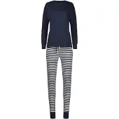 Skiny Pyjama "Night In Mix & Match" 2 tlg. mit Rundhalsausschnitt, langärmelig, breiter Bund