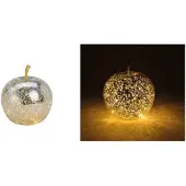Herboristeria Deko-Apfel aus Glas silber mit 20 LED