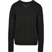 Urban Classics Herren Oversize Cardigan mit V-Ausschnitt und Zopfmuster Schwarz Größe M