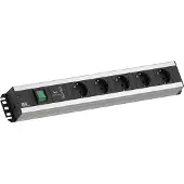 Bachmann Handwerkerleiste, 5x Schutzkontakt, Schalter, 2x USB-Charger, 19-Zoll-Rack kompatibel, 2 m