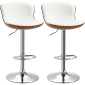 HOMCOM Barstool Kunstleder Metall 50L x 46B x 85-106H cm Cremeweiß+Silber